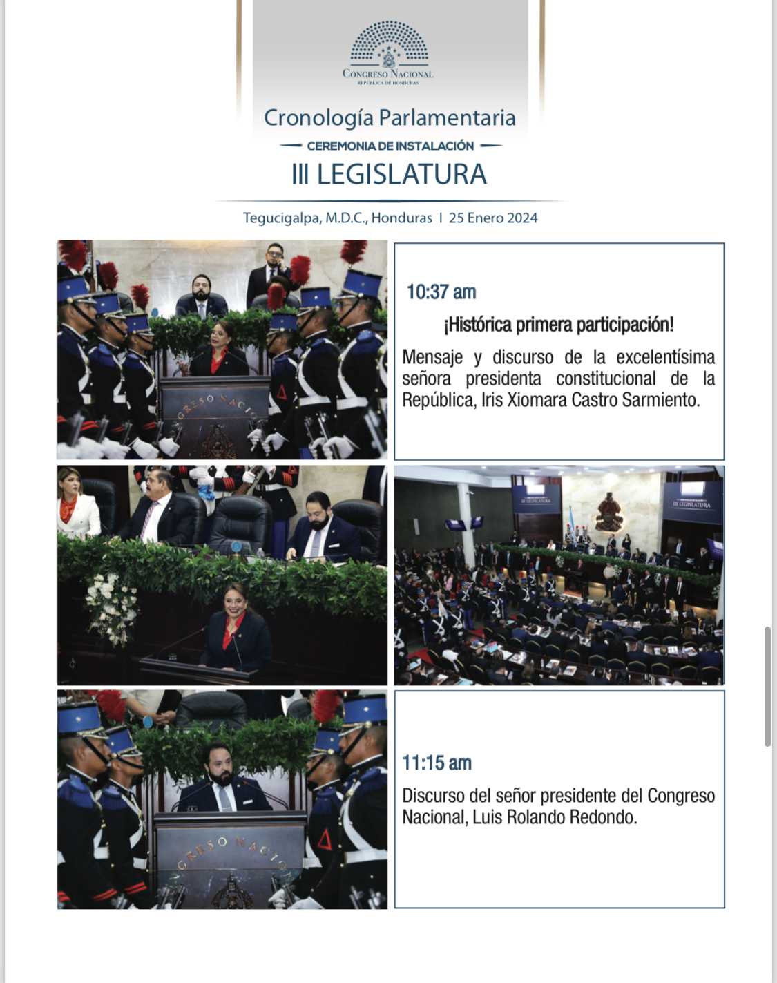 Cronología Parlamentaria Instalación III Legislatura 